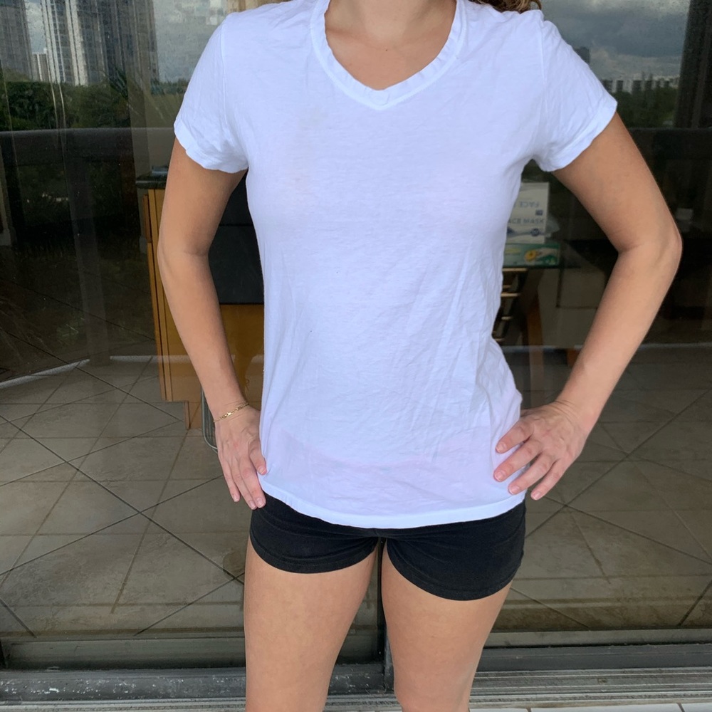 Champion white V-neck shirt XS
